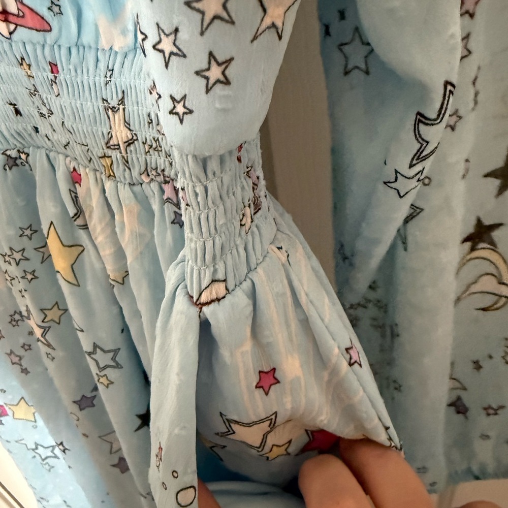 Torrid blue clipdot blouson mock neck stars mini dress women’s plus size 2 - Picture 7 of 10